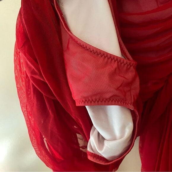 NWT Norma Kamali Strapless mini dress Bill Pickleball Bow Tiger Red Revolve XS - Picture 9 of 16